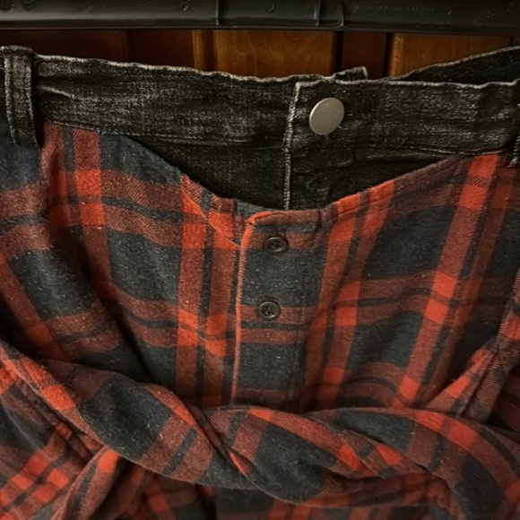 En Creme Red and Blue Mini Skater Skirt with Tie Front - Picture 2 of 3